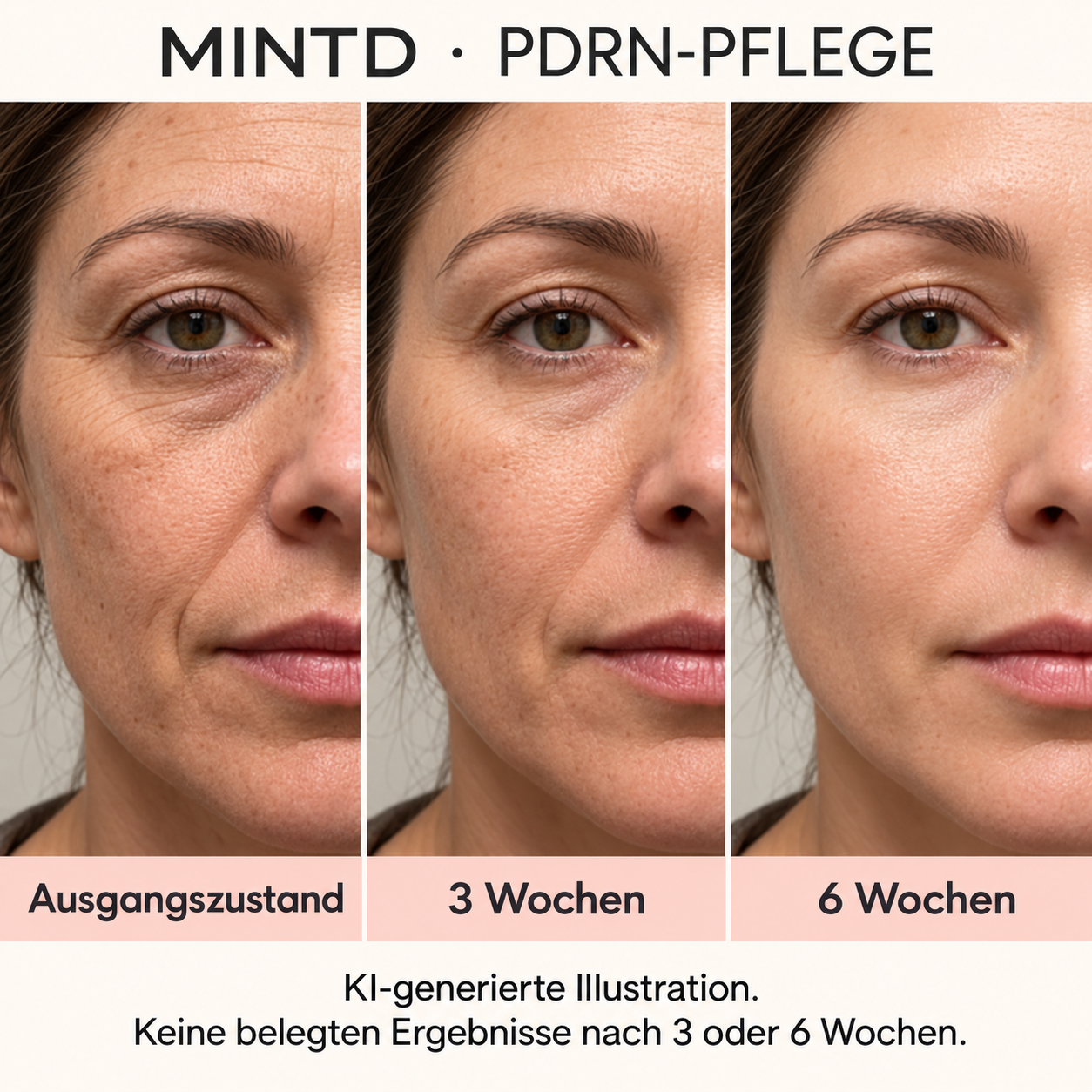 Illustration einer PDRN-Pflegeroutine über drei und sechs Wochen